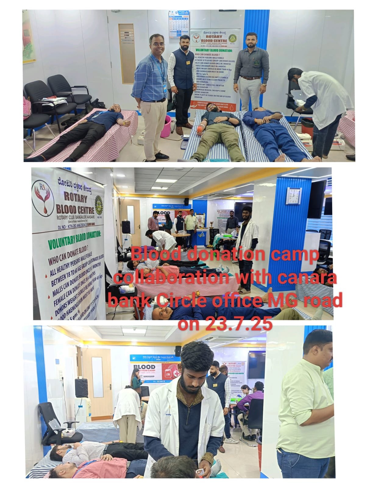 Volunteer donor care at a Rotary blood drive