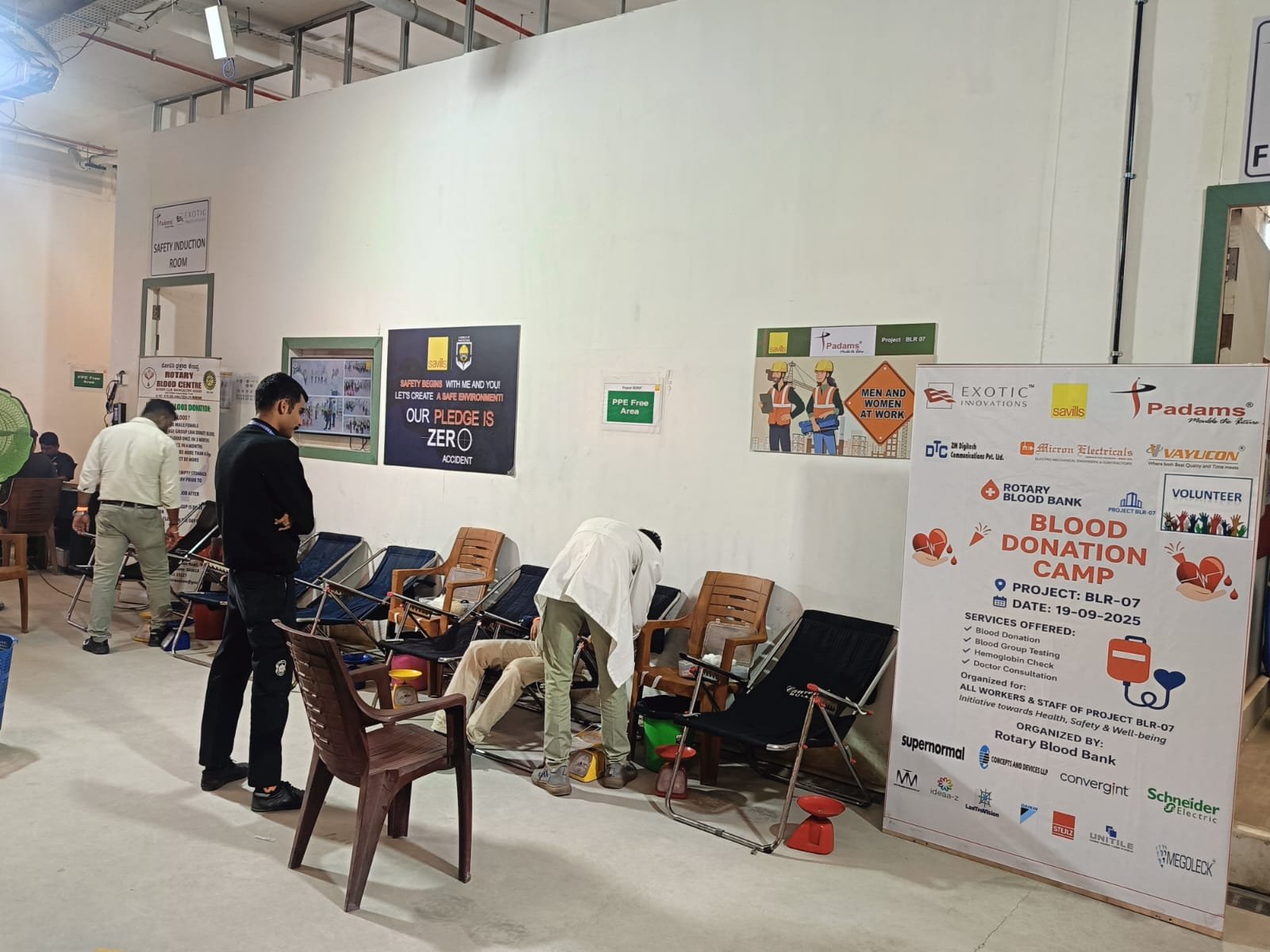 Medical team members at a donation camp